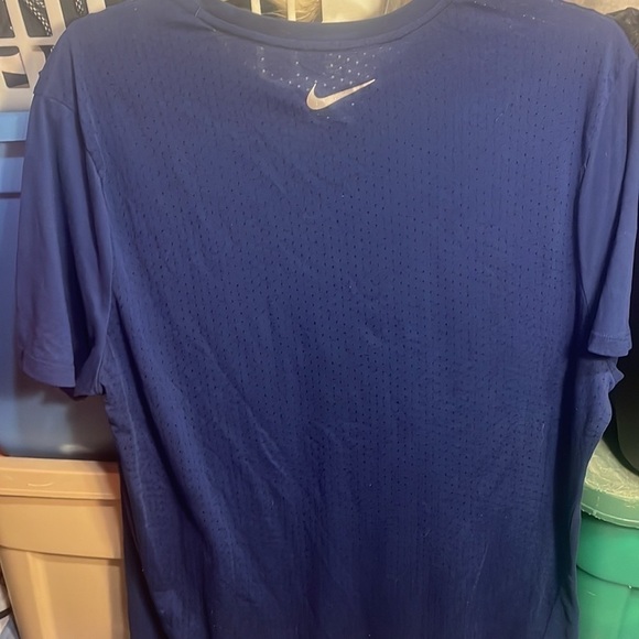NIKE Running Dri Fit Dark Purple/Blue Workout Athletic Short Sleeve Tee - Picture 9 of 12